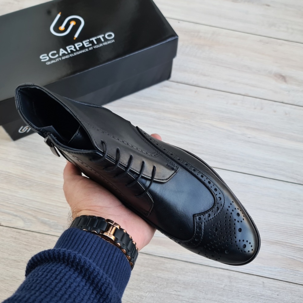 Black Chelsea Leather Derby Boots